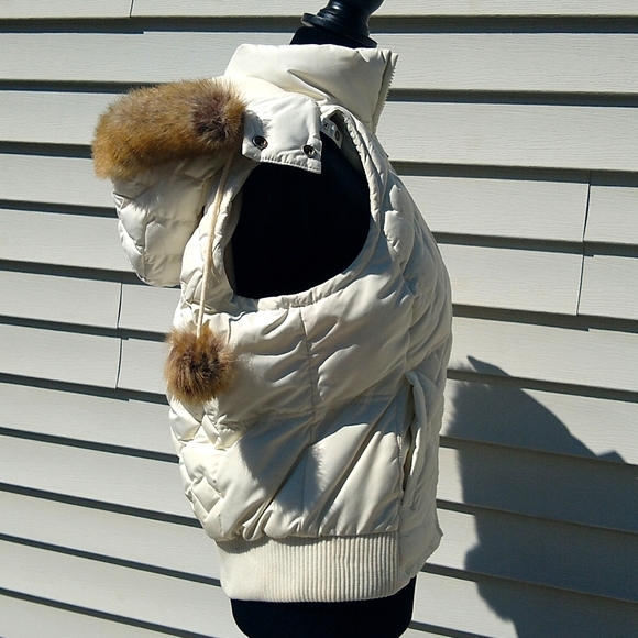 NWT Ann Taylor Loft Eggshell white winter vest bomber jacket - Picture 4 of 11